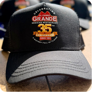Embroidered anniversary trucker cap