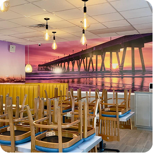 Restaurant interior wall mural